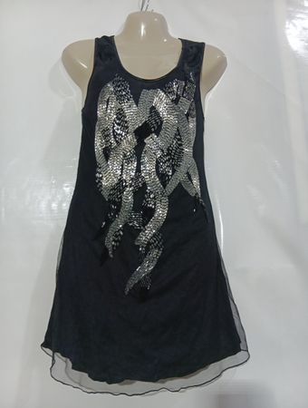 VEROMODA Black Sequin Embellished Sheer Dress