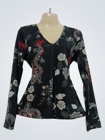 LA CITY Blouse pour femme à manches longues imprimé dragon