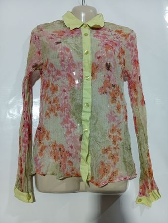 électre PARIS Chemise transparente fleurie à boutons