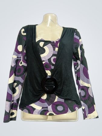Cache Cache T-shirt femme à manches longues à imprimé géométrique avec détail boucle