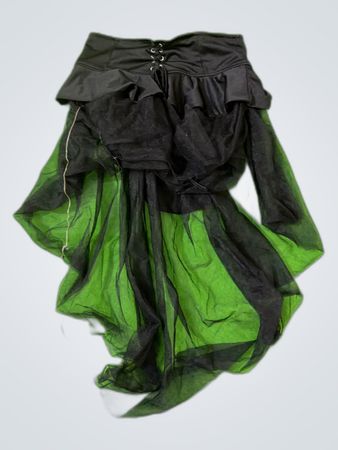 Unbranded Black Sheer Lace-Up Ruffled skirt