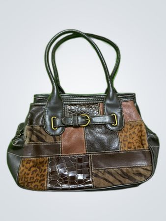 Brown Leather Patchwork Handbag