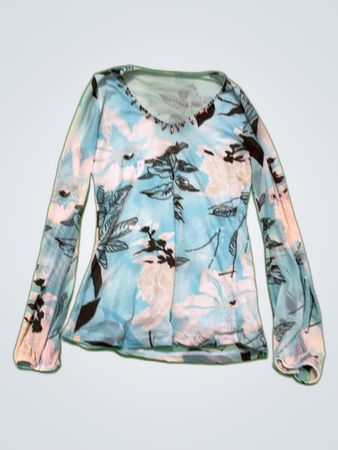 Blue Floral Long-Sleeve Top