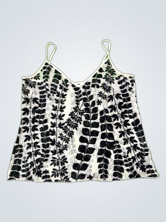 Per Una Black and White Leaf Print Lace Cami Top