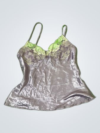 Purple Satin Camisole with Lace Trim