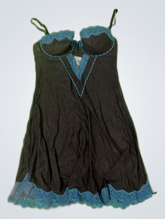Black Chemise with Blue Lace Trim