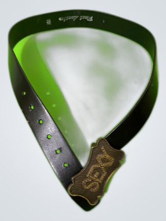 Black Leather Belt with Brown Buckle