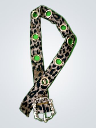 Leopard Print Belt with Silver Buckle