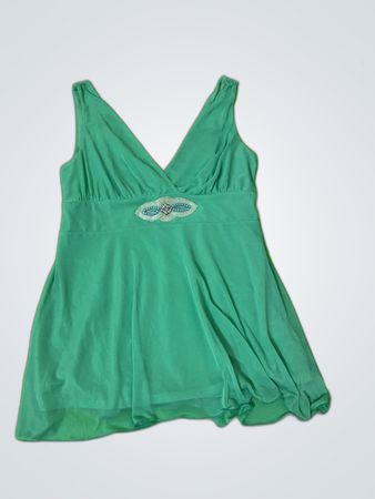 Look Green Sleeveless V-Neck Top