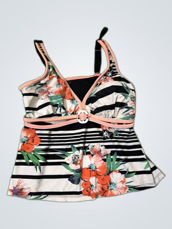 Floral Striped Bikini Top