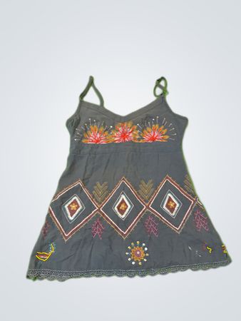 Embroidered Gray Dress
