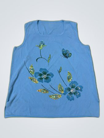 Blue Floral Tank Top