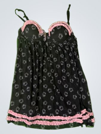 Unbranded Black Floral Mesh Babydoll