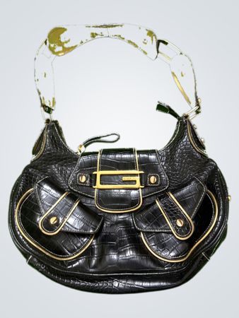GUESS Black Crocodile Print Hobo Bag