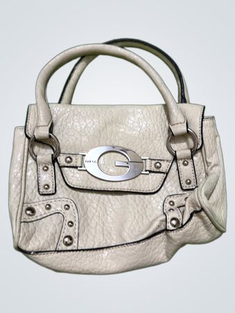 Guess Cream Pebbled Faux Leather Mini Handbag