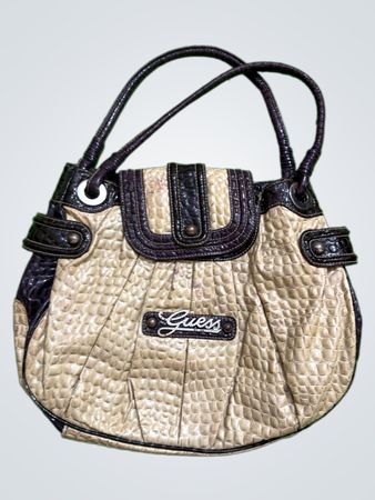 Guess Beige Crocodile Embossed Handbag