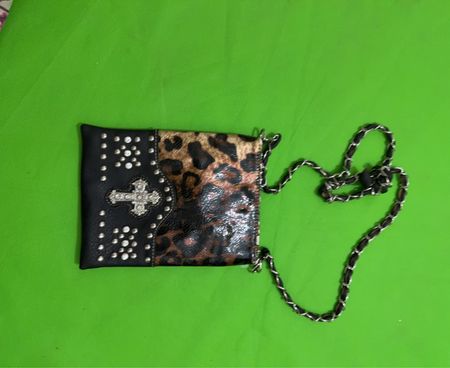 Black Leather Purse with Chain Strap