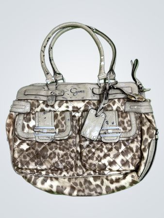 Brown and White Leopard Print Handbag