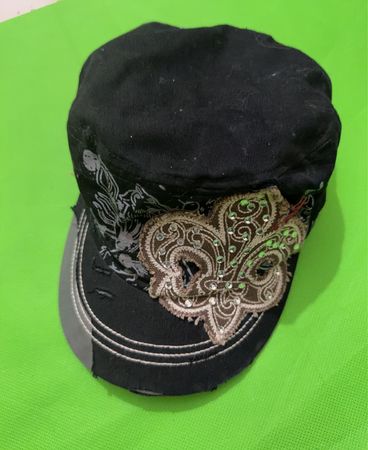 Leader Logo Black Hat with Paisley Embellishment
