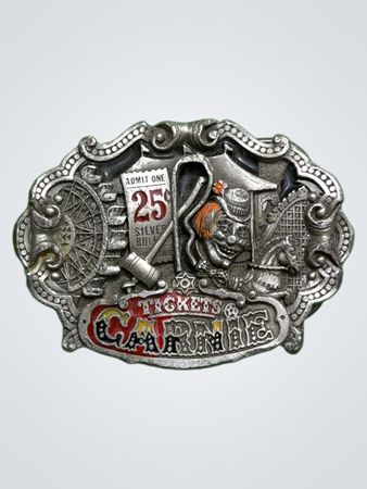 Silver Belt Buckle with Carnival Theme