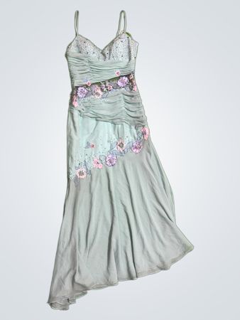 Light Blue Floral Evening Dress