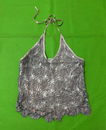 Gray Lace Halter Top