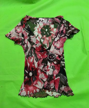 Sons Damen Floral-Print Transparenter Kimono mit Schnallen-Detail