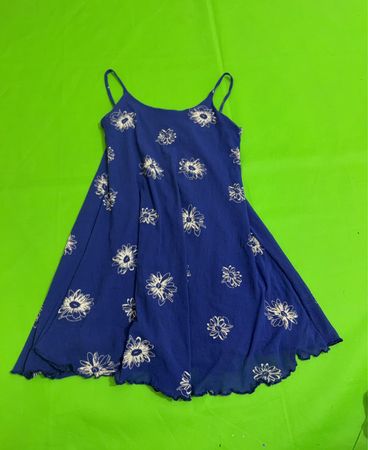 Blaues Blumenmuster Spaghetti-Trägerkleid