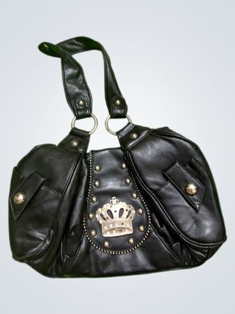 Black Handbag with Crown Embellishment