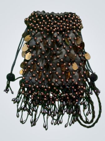 Beaded drawstring pouch