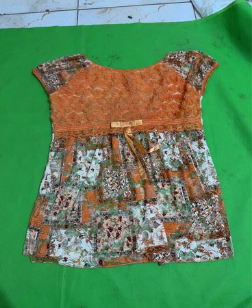 MISSLOVE L/XL Orange Spitzen Blumenmuster Kleid
