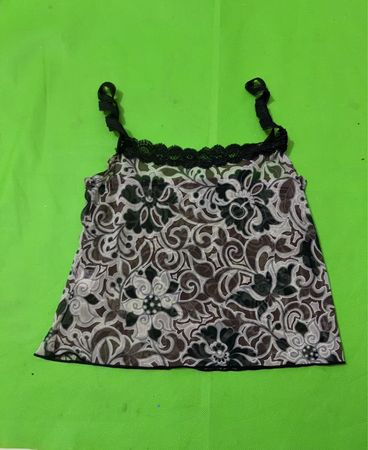 Durchsichtiger Floral-Cami mit Spitzenbesatz