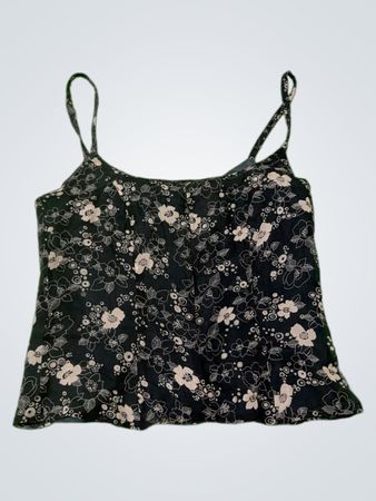 Schwarzes Blumenmuster Spaghetti-Top