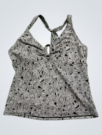 Schwarzes und weißes Paisley-Trägershirt für Frauen