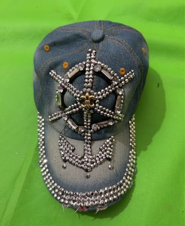 Denim-Baseballmütze mit Anker- und Schiffsrad-Design