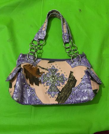 Cowgirl Trendy Camo Cross Embellished Handbag
