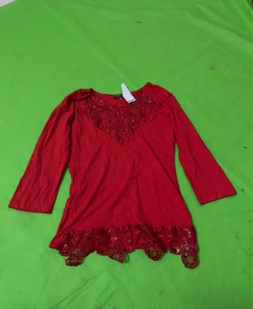 Sosvetica Red Embellished Tunic Top