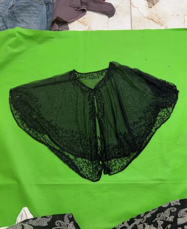 Black Beaded Sheer Cape