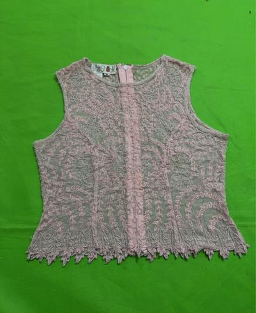 AfterShock Pink Lace Beaded Sleeveless Top