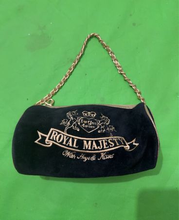 Royal Majesty With Hugs & Kisses Black Velour Clutch Bag