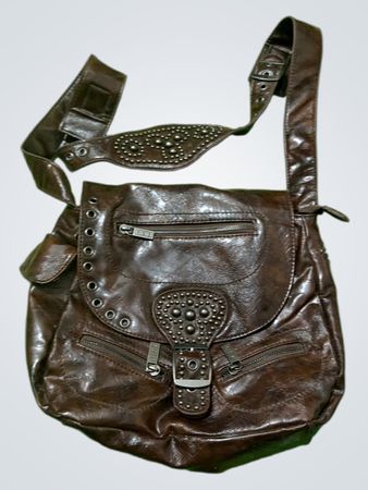 Brown studded crossbody bag