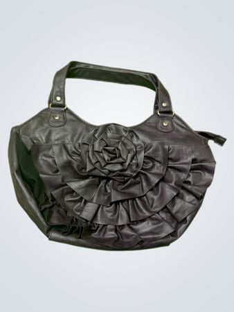 Dark Purple Handbag with Flower Detail
