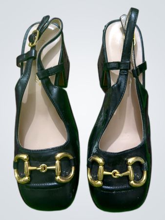 Ciaodea Black Women's Heeled Shoes with Gold Horsebit Detail