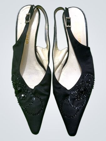 Elliuso Collection Black Embellished Slingback Heels