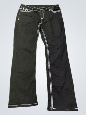 ESRA JEANS Black Jeans with White Stitching