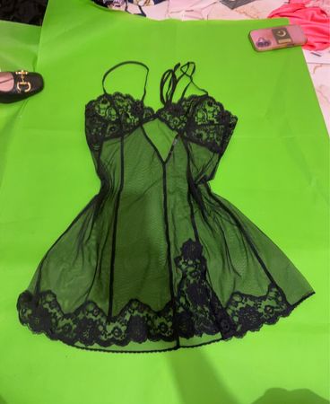 Schwarzes Spitzen-Babydoll-Lingerie