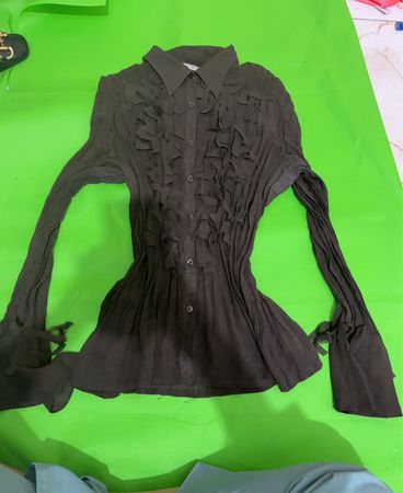 Notations Black Ruffle Shirt