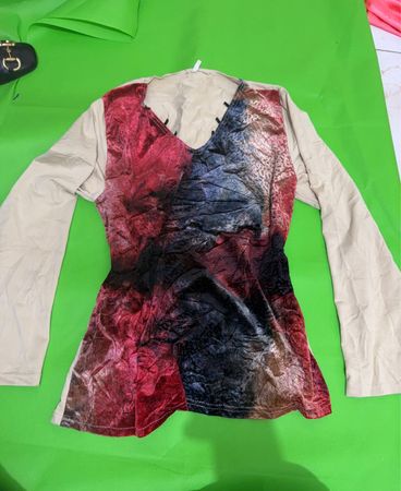 Long Sleeve Abstract Print Top
