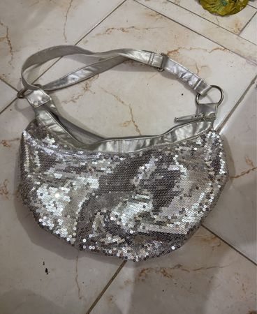 Silver Sequin Shoulder Bag