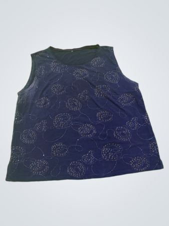 Marineblaues ärmelloses Top mit Blumenmuster